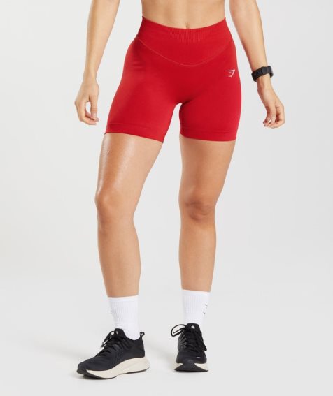 Women's Gymshark Sweat Seamless Sculpt Shorts Red | NZ 6WEDRZ